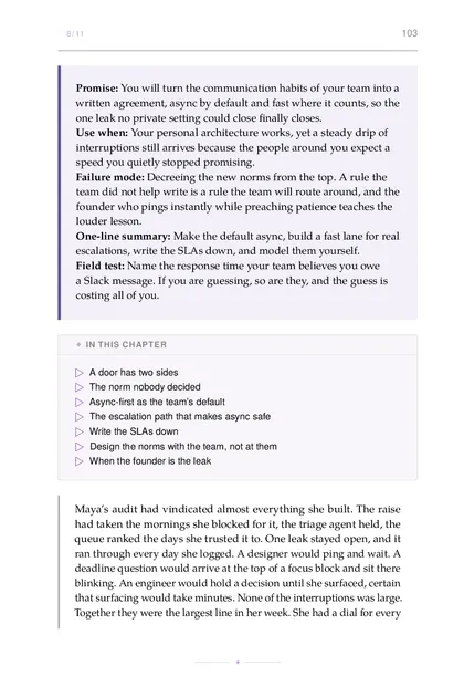 The chapter promise: You will turn the communication habits of your team into a written agreement, async by default and fast…