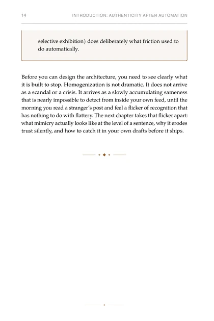 The Authentic Operator, printed page: selective exhibition) does deliberately what friction used to