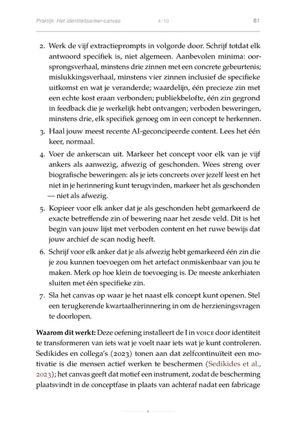 De Authentieke Operator, gedrukte pagina: Sedikides en collega’s (2023) tonen aan dat zelfcontinuïteit een mo-