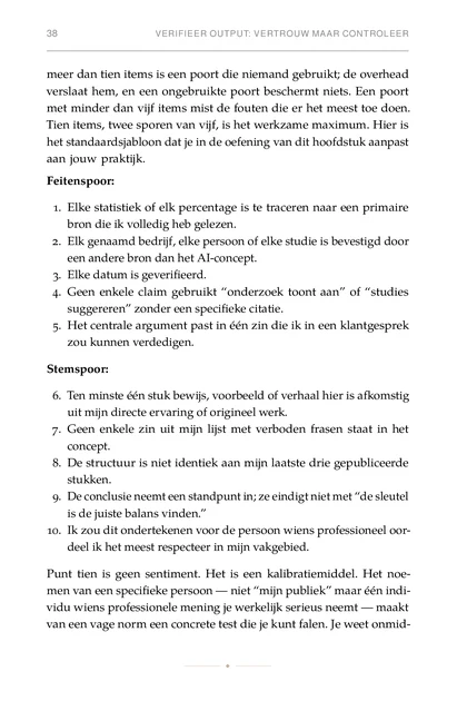 De Authentieke Operator, gedrukte pagina: Tien items, twee sporen van vijf, is het werkzame maximum. Hier is