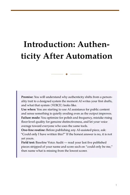 The chapter promise: You will understand why authenticity shifts from a personality trait to a designed system the moment AI…