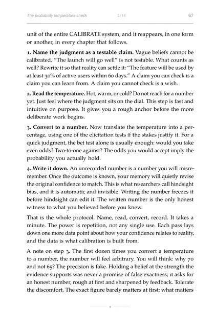 The Calibrated Mind, printed page: A note on step 3. The first dozen times you convert a temperature