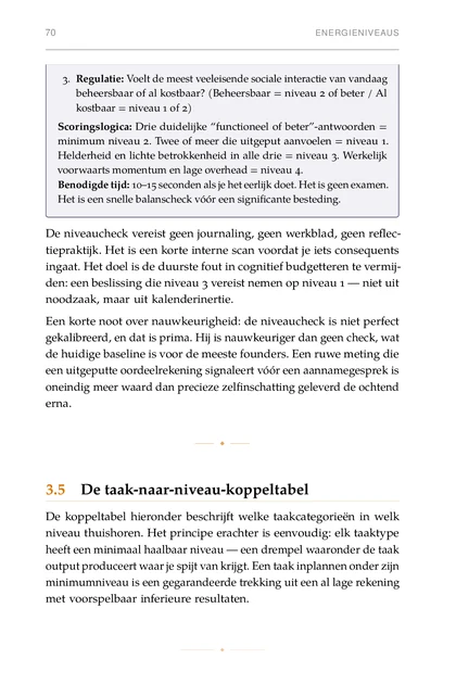 Het Cognitieve Budget, gedrukte pagina: De koppeltabel hieronder beschrijft welke taakcategorieën in welk