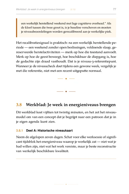 Het Cognitieve Budget, gedrukte pagina: Werkblad: Je week in energieniveaus brengen 3 12 77