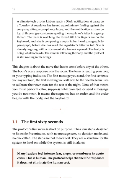 The Crisis Command, printed page: Many leaders feel intense fear, anger, or numbness in acute
