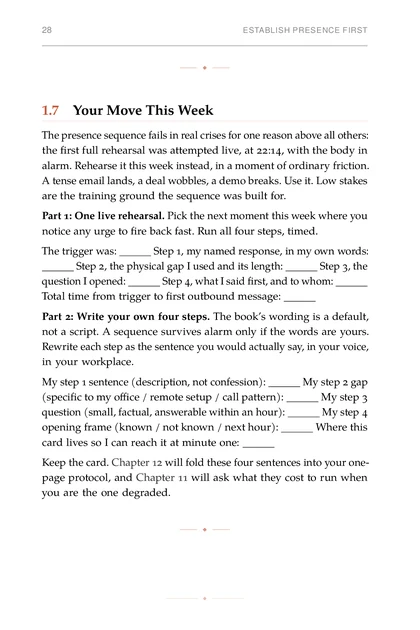 The Crisis Command, printed page: Step 2, the physical gap I used and its length: Step 3,