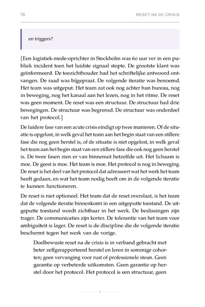 Crisisregie, gedrukte pagina: Doelbewuste reset na de crisis is in verband gebracht met