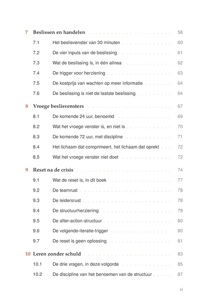 Crisisregie, gedrukte pagina: 7.1 Het beslisvenster van 30 minuten . . . . . . . . . . . . . 60
