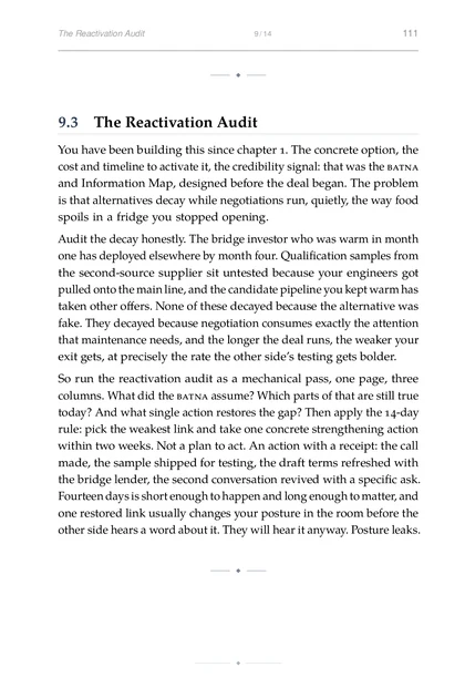 The Deal Architect, printed page: Audit the decay honestly. The bridge investor who was warm in month