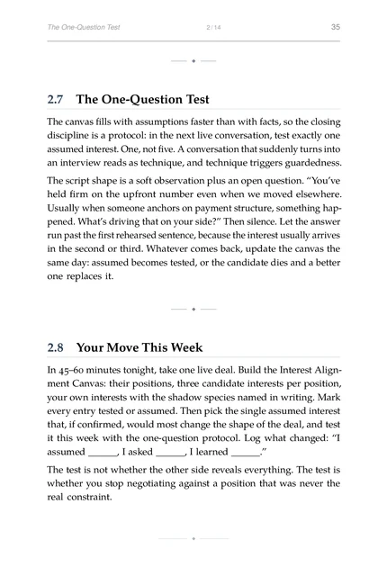 The Deal Architect, printed page: Usually when someone anchors on payment structure, something hap-
