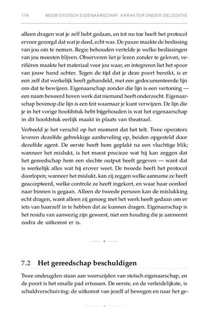 De Gedelegeerde Geest, gedrukte pagina: Twee ondeugden staan aan weerszijden van stoïsch eigenaarschap,
