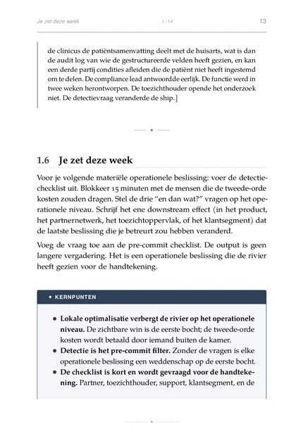 De Stroomafwaartse Effecten, gedrukte pagina: De checklist is kort en wordt gevraagd voor de handteke-
