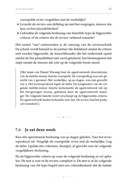 De Stroomafwaartse Effecten, gedrukte pagina: Leverde de review een deltalog op met her-wegingen, nieuwe tak-