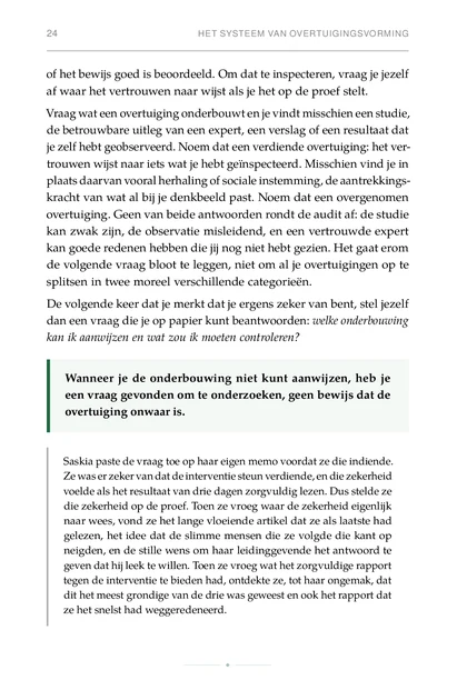 Het Bewijsbewuste Leven, gedrukte pagina: Wanneer je de onderbouwing niet kunt aanwijzen, heb je