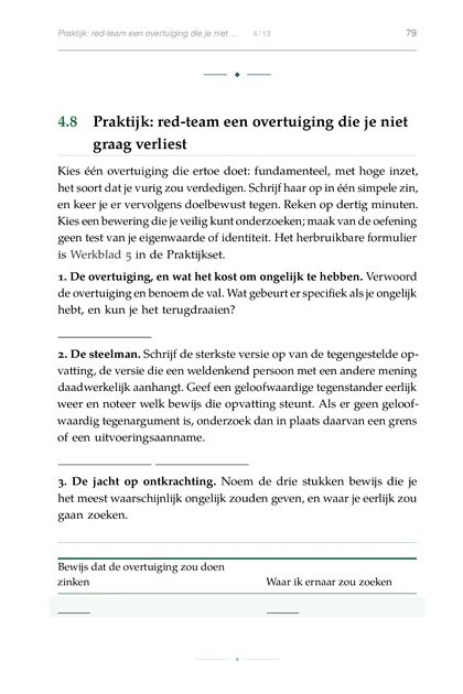 Het Bewijsbewuste Leven, gedrukte pagina: Bewijs dat de overtuiging zou doen