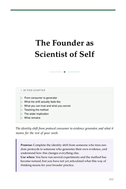 The chapter promise: Complete the identity shift from someone who tries random protocols to someone who generates their own…