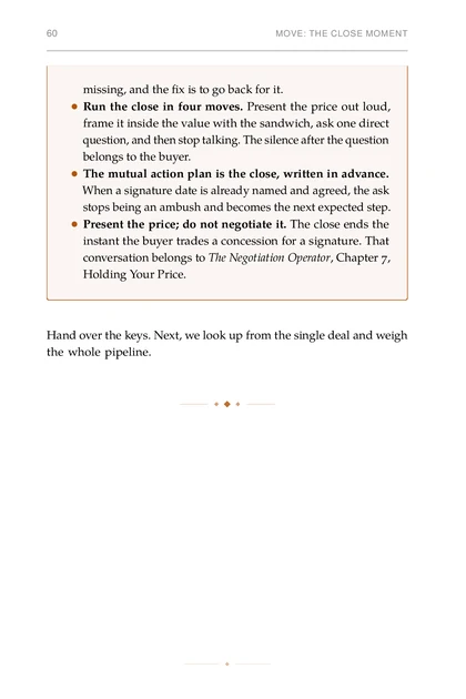 The Founder Sales System, printed page: missing, and the fix is to go back for it.