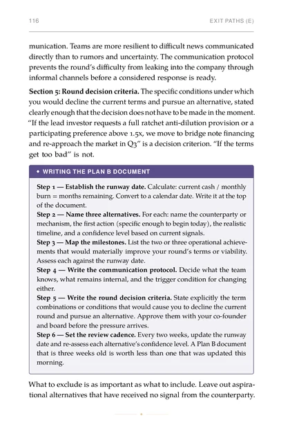 The Fundraising Operator, printed page: Step 1 — Establish the runway date. Calculate: current cash monthly