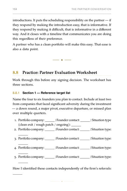 The Fundraising Operator, printed page: Work through this before any signing decision. The worksheet has