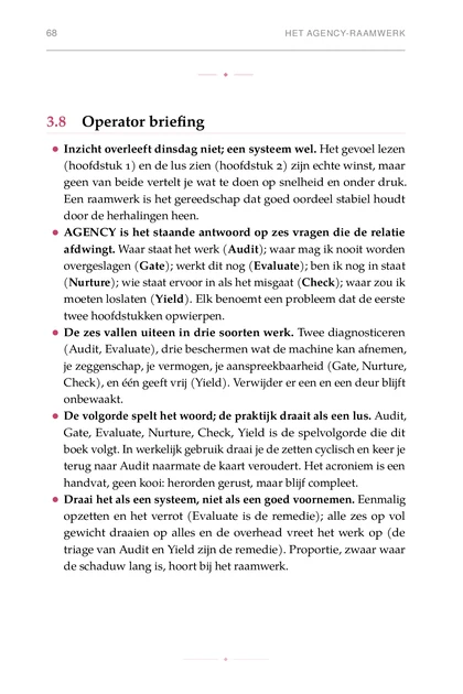 Het Mens-in-de-Lus Leven, gedrukte pagina: AGENCY is het staande antwoord op zes vragen die de relatie