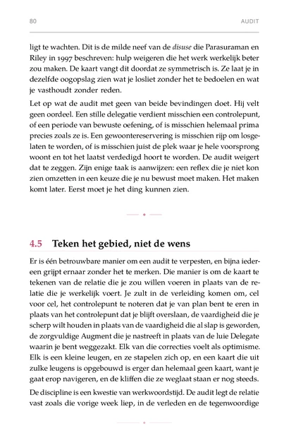 Het Mens-in-de-Lus Leven, gedrukte pagina: Let op wat de audit met geen van beide bevindingen doet. Hij velt