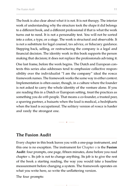 The Identity Forge, printed page: Stepping back, selling, or restructuring the company is a legal