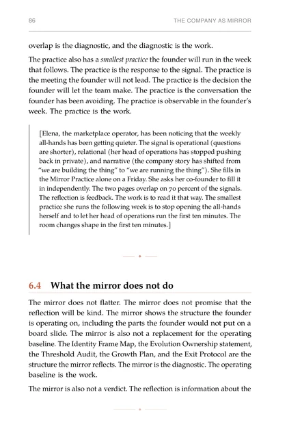 The Identity Forge, printed page: practice she runs the following week is to stop opening the all-hands