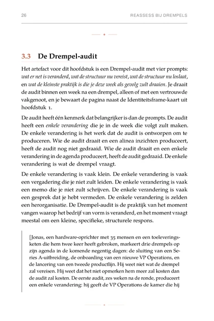 De Identiteitssmidse, gedrukte pagina: De enkele verandering is het werk dat de audit is ontworpen om