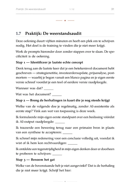 De Oordeels-Gym, gedrukte pagina: Stap 1 — Identificeer je laatste echte concept