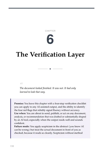 The chapter promise: You leave this chapter with a four-step verification checklist you can apply to any AI-assisted output…