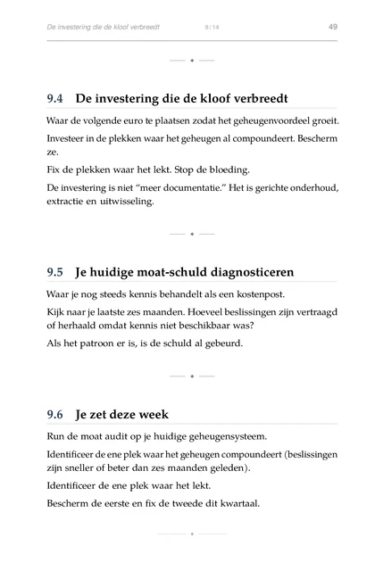 De Kennisschaal, gedrukte pagina: Investeer in de plekken waar het geheugen al compoundeert. Bescherm