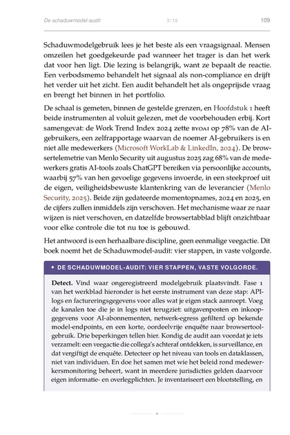 Het model-portfolio, gedrukte pagina: Schaduwmodelgebruik lees je het beste als een vraagsignaal. Mensen