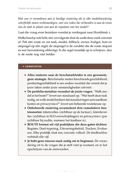 Het model-portfolio, gedrukte pagina: Onbeheerde routering accumuleert drie cumulatieve kos-