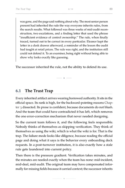 The Org Memory, printed page: Nobody thinks of themselves as skipping verification. They think