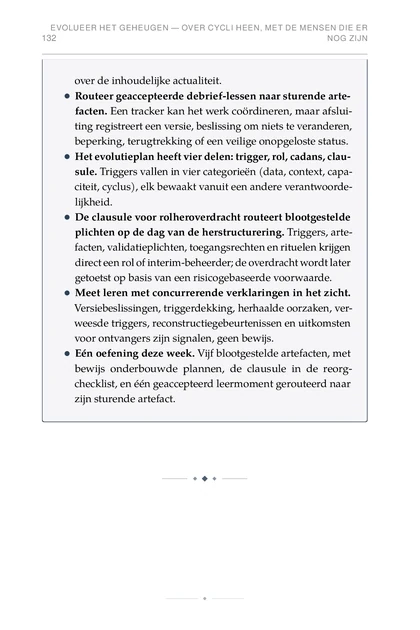 Het Organisatiegeheugen, gedrukte pagina: Routeer geaccepteerde debrief-lessen naar sturende arte-