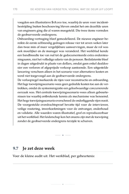 Het Organisatiegeheugen, gedrukte pagina: Onboarding-vertraging bleef gemodelleerd. De nieuwe engineer be-