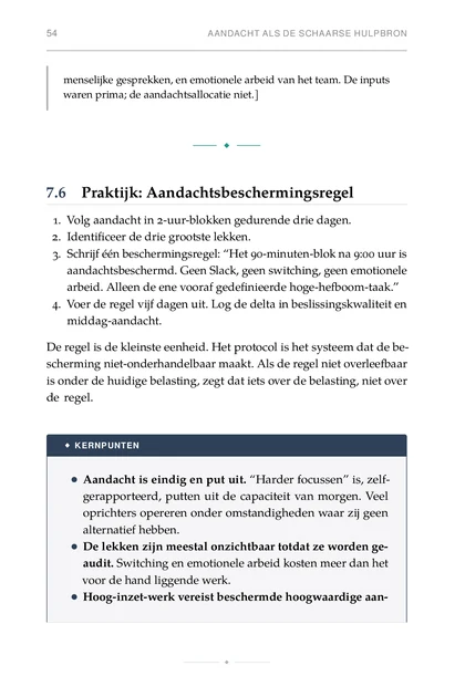 De Prestatie-integrator, gedrukte pagina: Hoog-inzet-werk vereist beschermde hoogwaardige aan-