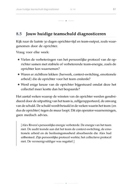 De Prestatie-integrator, gedrukte pagina: Werd enige keuze van de oprichter bijgestuurd omdat deze