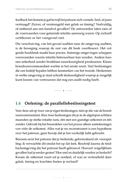 De Voorspellende Ondernemer, gedrukte pagina: Oefening: de parallellebeslissingstest 1 12 25