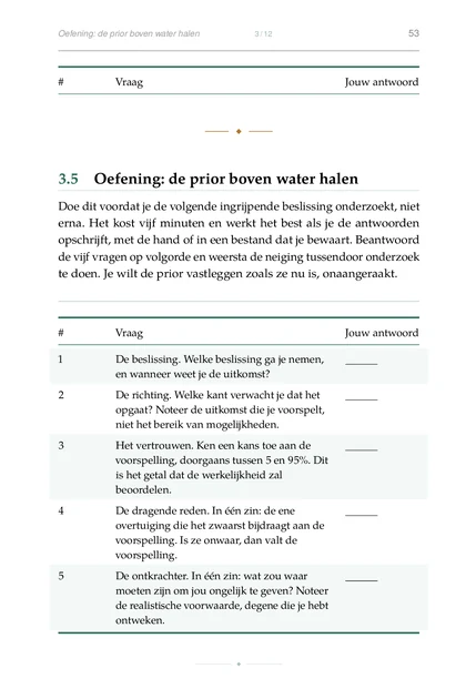 De Voorspellende Ondernemer, gedrukte pagina: Oefening: de prior boven water halen 3 12 53