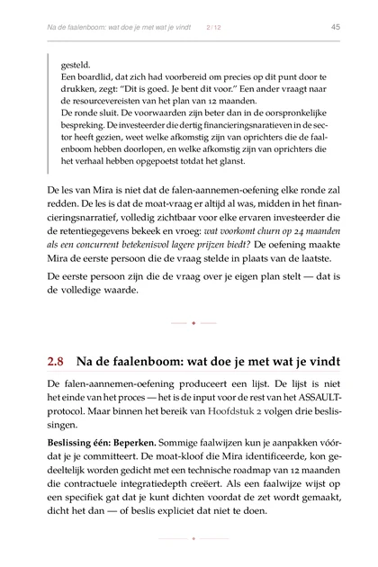 De Red Team Oprichter, gedrukte pagina: De falen-aannemen-oefening produceert een lijst. De lijst is niet