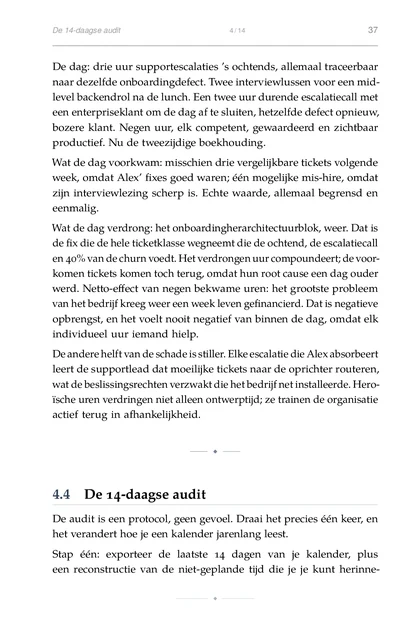 De Scale-up-operator, gedrukte pagina: Stap één: exporteer de laatste 14 dagen van je kalender, plus