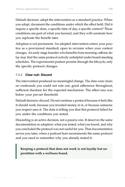 The Experimental Founder, printed page: Keeping a protocol that does not work is not loyalty but su-