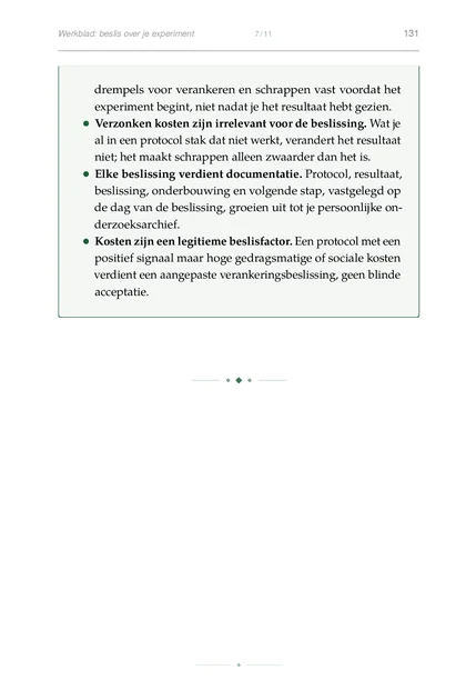 De Experimentele Oprichter, gedrukte pagina: Werkblad: beslis over je experiment 7 11 131