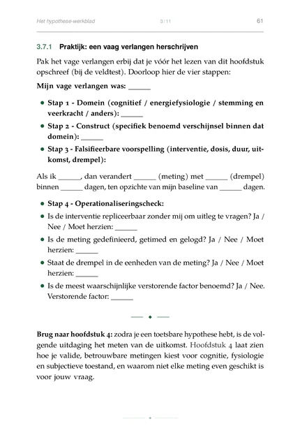 De Experimentele Oprichter, gedrukte pagina: Stap 1 - Domein (cognitief energiefysiologie stemming