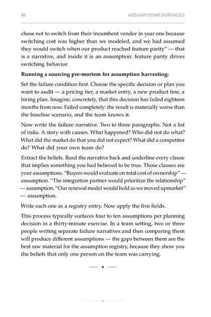 The Simulation Table, printed page: Now write the failure narrative. Two to three paragraphs. Not a list