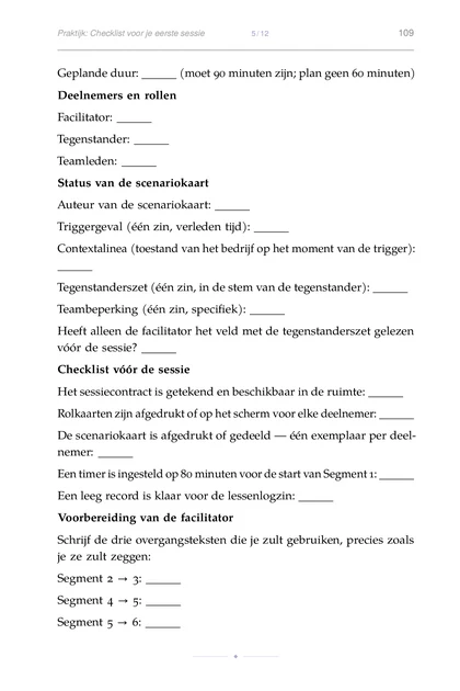 De Simulatie-Tafel, gedrukte pagina: Deelnemers en rollen