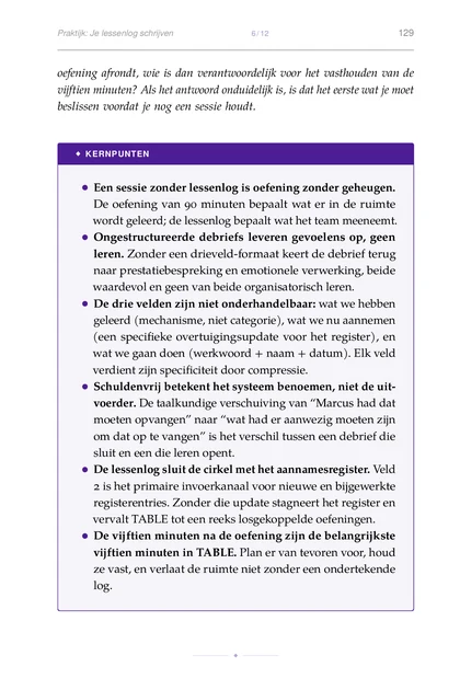 De Simulatie-Tafel, gedrukte pagina: oefening afrondt, wie is dan verantwoordelijk voor het vasthouden