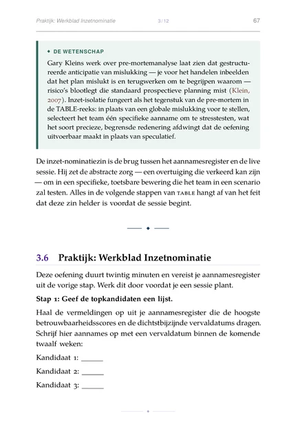De Simulatie-Tafel, gedrukte pagina: Stap 1: Geef de topkandidaten een lijst