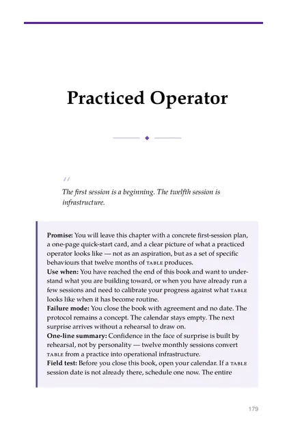 The chapter promise: You will leave this chapter with a concrete first-session plan, a one-page quick-start card, and a…